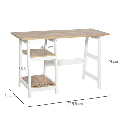 Compact Writing Table W/Shelf - White