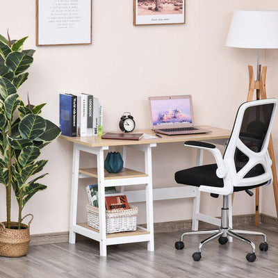 Compact Writing Table W/Shelf - White