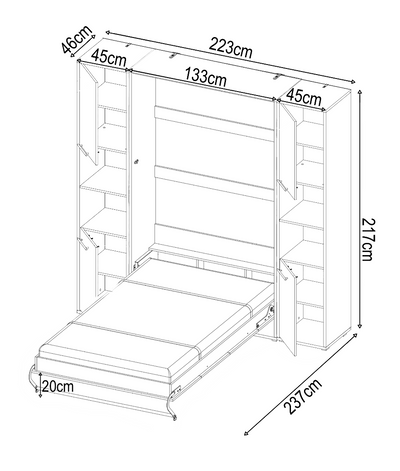 CP-02 Vertical Wall Bed Concept Pro 120cm with Storage Cabinet