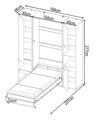 CP-03 Vertical Wall Bed Concept Pro 90cm with Storage Cabinet