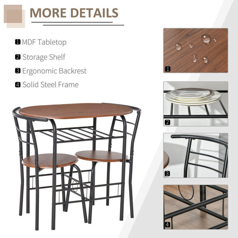 HOMCOM MDF 2 Person Dining Table Set 2-Seater Bar Stool and Table Set