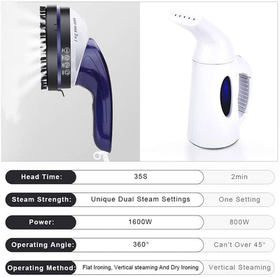 POWERAXIS Clothes Steamer Handheld , for Cleaning 1600W 3 In 1 Portable Ironing Machine Wrinkle Remover,Steam,Sanitize,Clean for Clothes (Purple Blue)