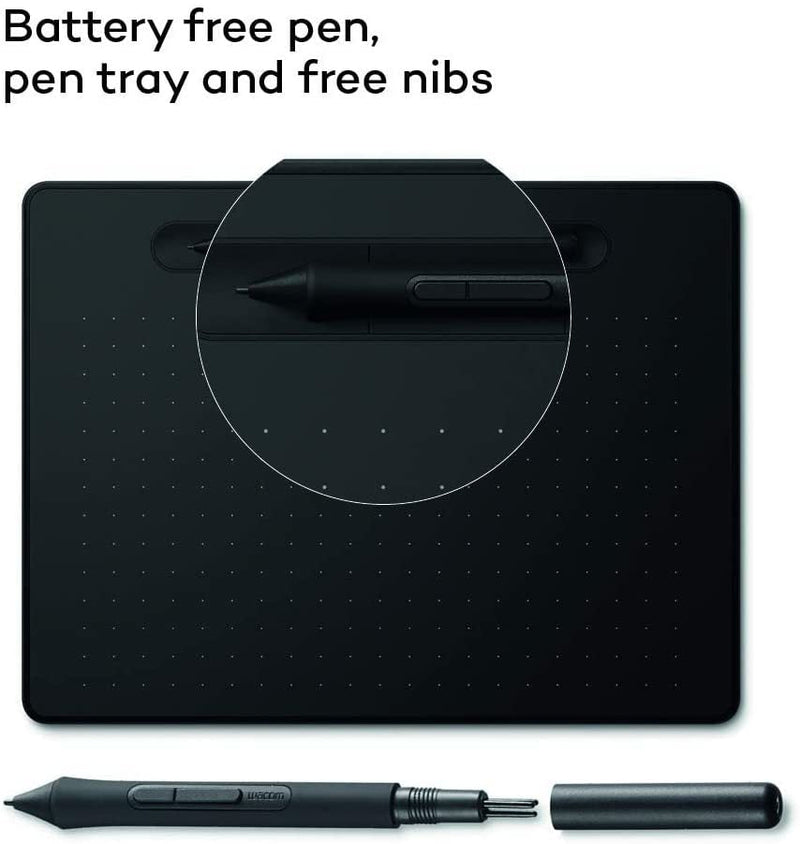 Wacom Intuos S Bluetooth Pen Tablet, wireless graphic tablet for painting, sketching and photo retouching with 5 creative software downloads