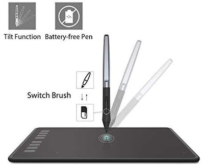 Huion INSPIROY H950P Graphic Drawing Tablet Battery-free Stylus Pen tablet Support Tilt function with 8192 Levels Pen Pressure 8 Customized Press Keys