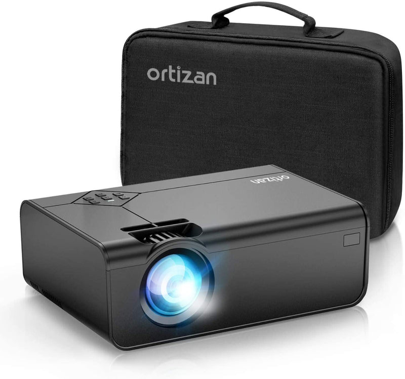 Ortizan Projectors, Portable Mini Video Projector with Full HD 1080p, 5000 Lumens & 180” Display, Compatible with USB / HDMI / AV /Micro SD, (Black)