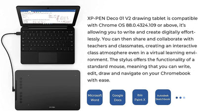 XP-PEN Deco01 V2 Graphics Drawing Tablets with Battery-free Stylus Supports Windows, Mac, Android & Chorme OS