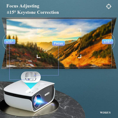 WiFi Projector, WiMiUS 6000 Lumens Bluetooth Projector Full HD 1080P Supported Mini Portable Home Projector, 200” Display Wireless Mirroring Projector