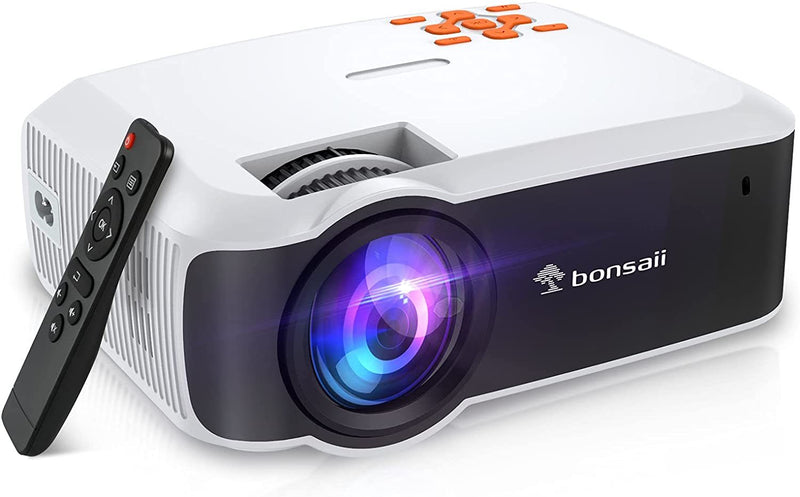 Bonsaii Mini Projector 1080P HD Supported，Bonsaii 4500 Lumens Outdoor Portable Projector，Compatible with Hdmi,TV Stick,VGA,USB,TF,AV for Home Cinema