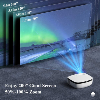 WiFi Projector, WiMiUS 6000 Lumens Bluetooth Projector Full HD 1080P Supported Mini Portable Home Projector, 200” Display Wireless Mirroring Projector
