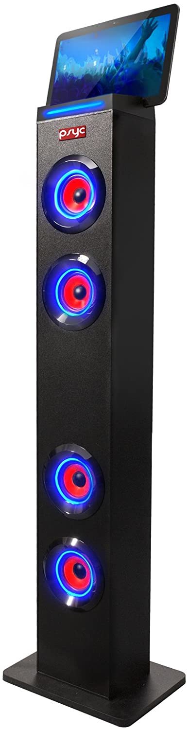 Sumvision PYSC Wireless Bluetooth LED Tower Speaker Torre XL Bluetooth Tower Speakers Stand with Built-in Radio for PC iPhone iPad Samsung Galaxy
