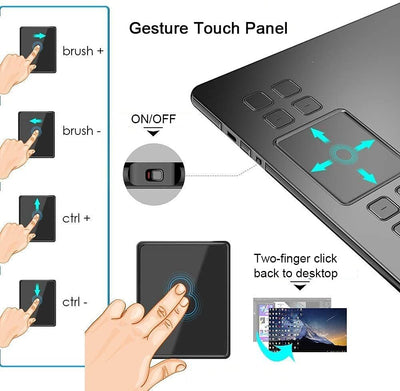 VEIKK A50 10 × 6 Inch Digital Art Drawing Tablet 1 Touch Panel 8 Buttons Pad with Stylus Pen Laptop PC for Android Mac OS Windows