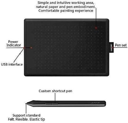 One by Wacom pen tablet with pressure-sensitive pen, compatible with Windows, Mac and Chromebook Small Black / Red