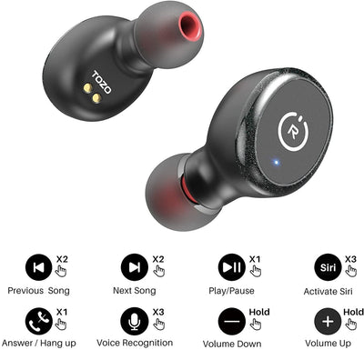 TOZO T10 Bluetooth 5.3 Earbuds True Wireless Stereo Earphones Headphones IPX8 Waterproof in Ear Wireless Charging Case Built in Mic Headset
