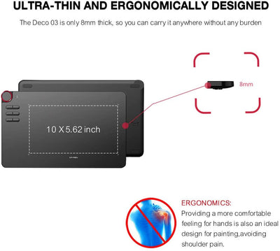 XP-Pen Deco03 Graphics Tablet, Wireless Digital Tablet with 6 Shortcut Keys