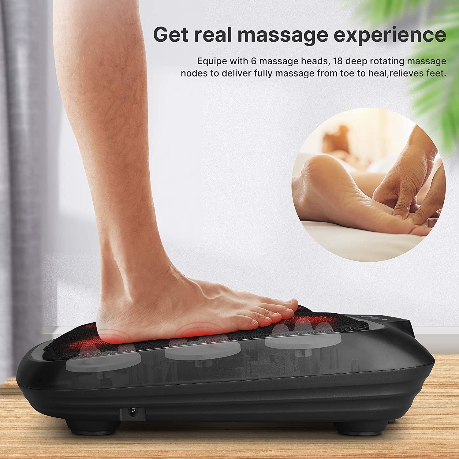 Renpho Foot Massager Machine with Heat, Shiatsu Deep Kneading, Multi-Level  Settings, Delivers Relief for Tired Muscles and Plantar Fasciitis, Fits Feet  Up to Men Size 12 