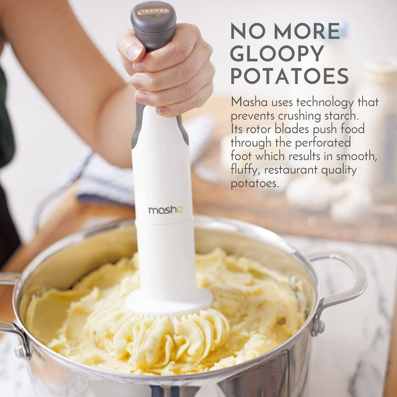 Masha Official Electric Potato Masher Hand Blender 3-in-1 Multi Tool Blends Purees Whisks | Immersion Mixer | Perfectly Blends & Purees Baby Food