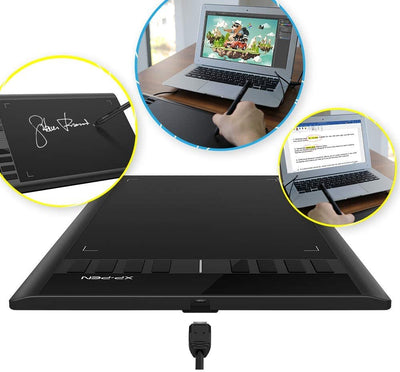 XP-PEN Star03 Drawing Tablet 12 inch with 8 Hot Keys, Battery-free painting pen，for Windows 10/8/7 & Mac OS (Star03 Black)