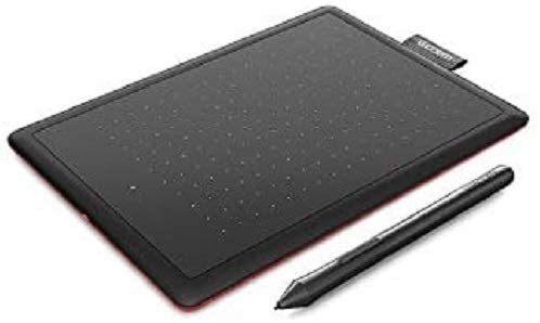 One by Wacom pen tablet with pressure-sensitive pen, compatible with Windows, Mac and Chromebook Small Black / Red