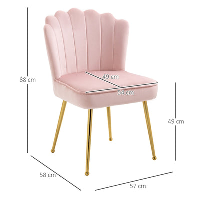 Velvet-Feel Shell Luxe Accent Chair ,Pink