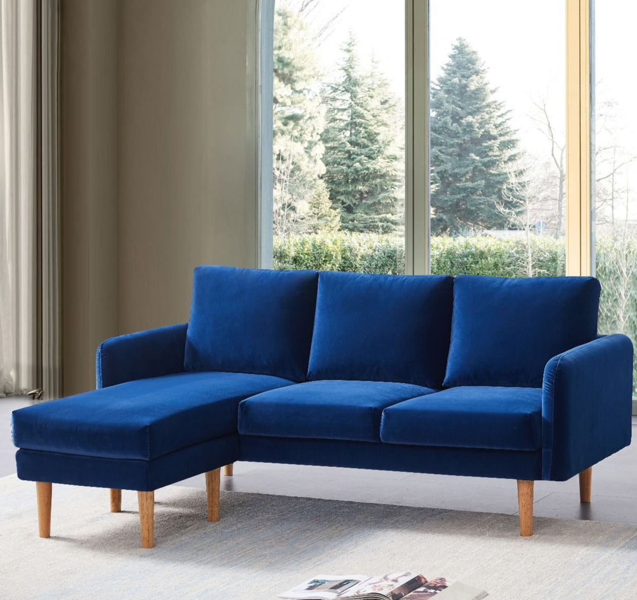 Royal blue corner deals sofa