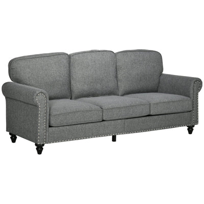 Three-Seater Studded Edge Sofa - Grey