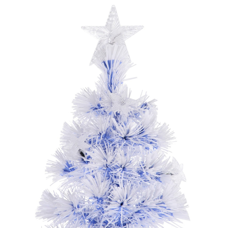 HOMCOM Artificial Fibre Optic Christmas Tree w/ 26 LED Lights Pre-Lit White Blue 6FT