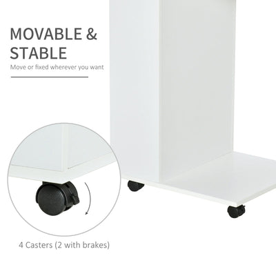 Mesa auxiliar móvil para sofá con forma de C, color blanco 