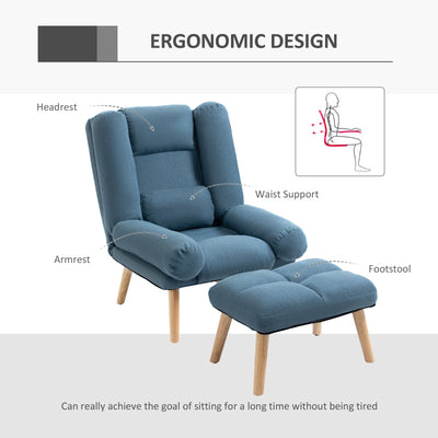 Three-Position Reclining Armchair- Blue