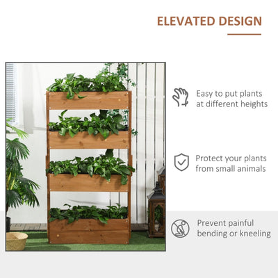 Raised Garden Bed, Fir Wood Vertical Planter Box