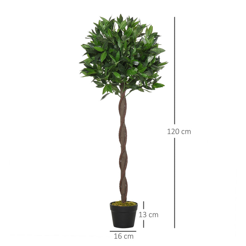 Juego de 2 árboles de laurel artificiales en forma de bola en maceta para interior y exterior, 120 cm 