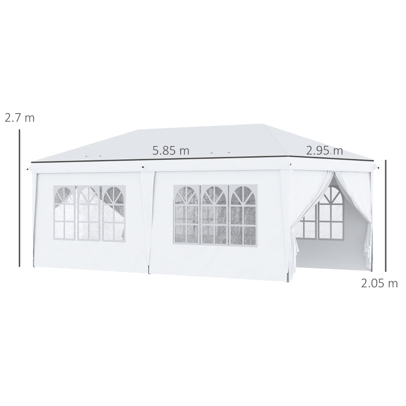 3 X 6 M Pop Up Gazebo With Sides And Windows, White