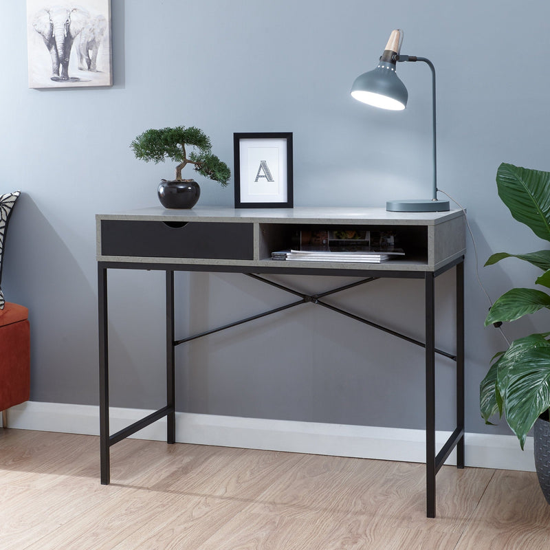 Telford Computer Desk Concrete & Black