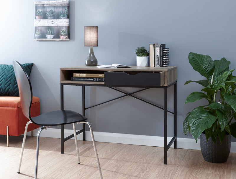 Telford Computer Desk Dark Oak & Black