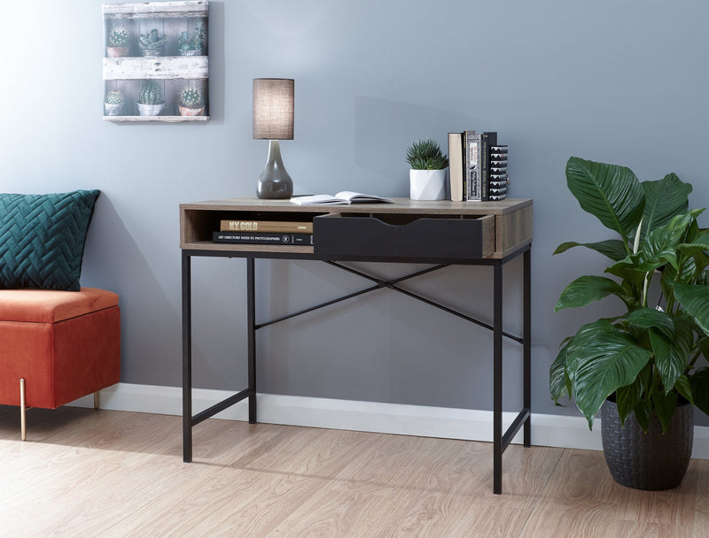 Telford Computer Desk Dark Oak & Black