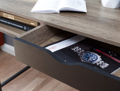 Telford Computer Desk Dark Oak & Black