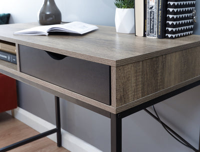 Telford Computer Desk Dark Oak & Black