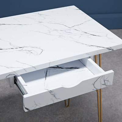 Fusion Desk White Marble - From LPD