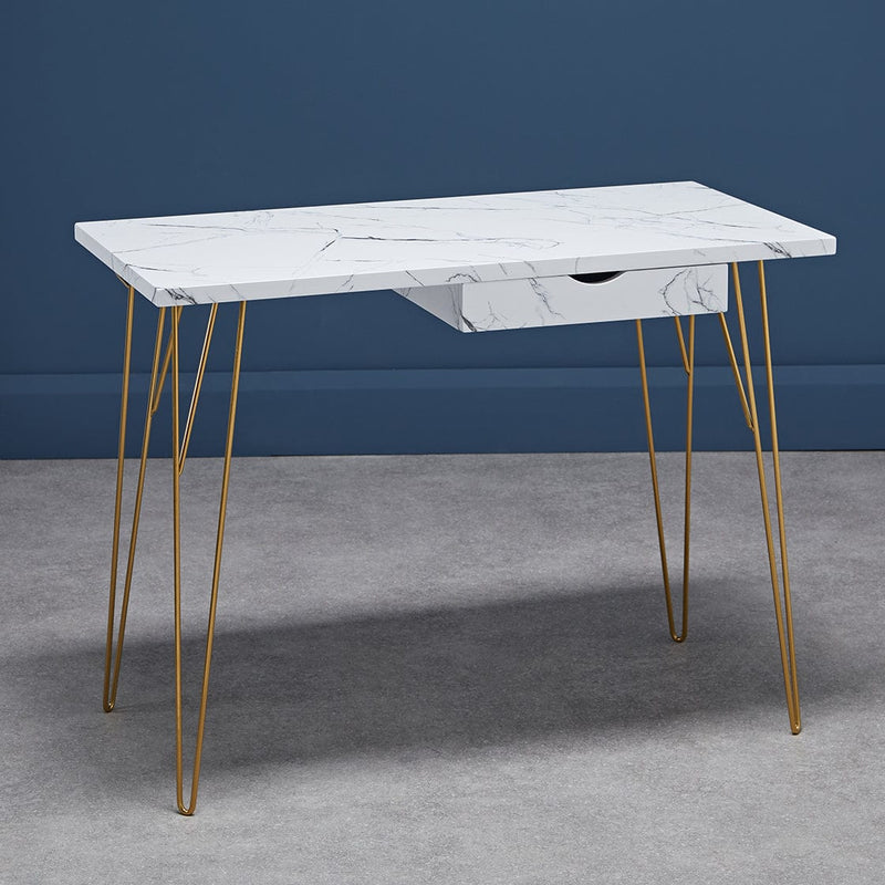 Fusion Desk White Marble - From LPD