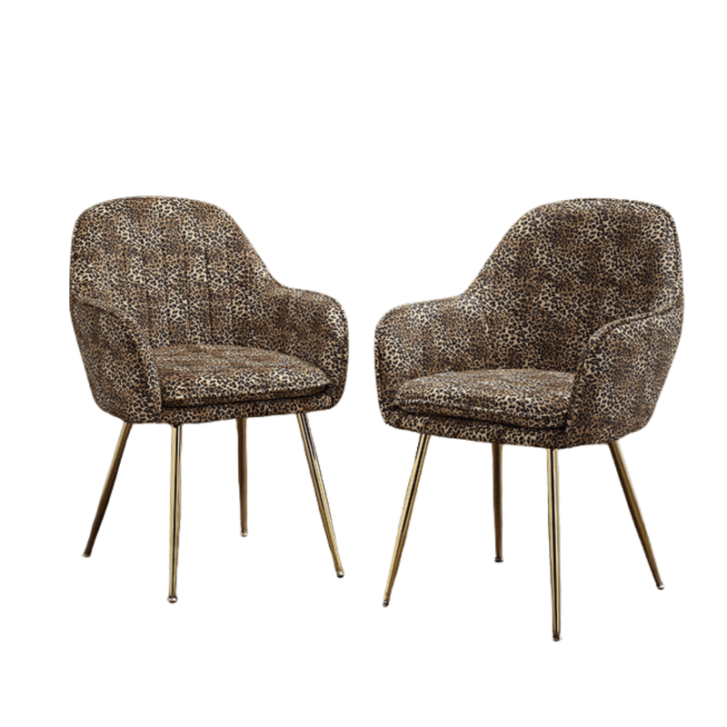 Lara Dining Chair Leopard Print With Gold Legs (Pack of 2)