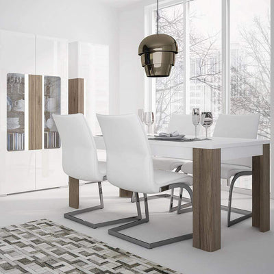 Toronto - 160cm Dining Table - White with San Remo Oak inset