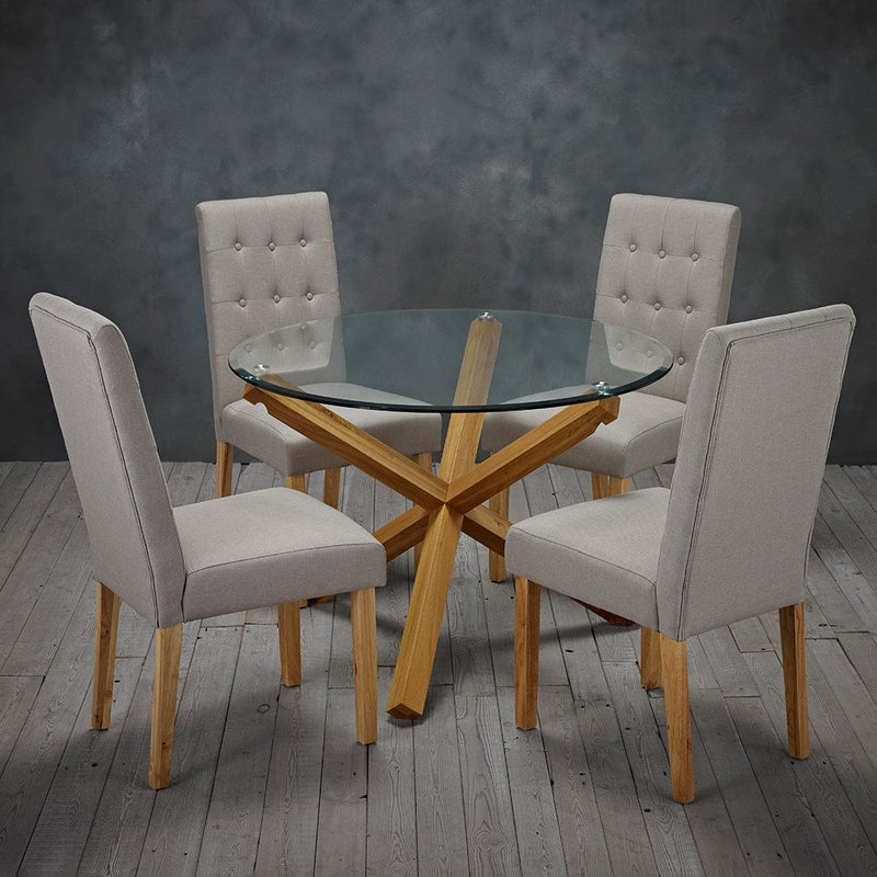 Oporto Dining Table Oak With Glass Top