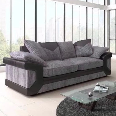 Dino Jumbo Cord Black and Grey 3 Seater