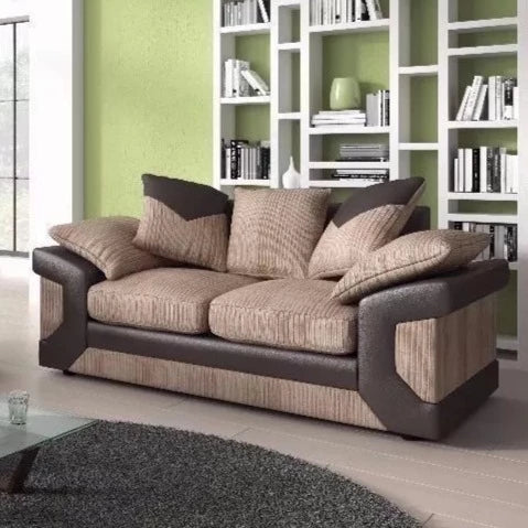 Dino Jumbo Cord Brown and Beige 2 Seater