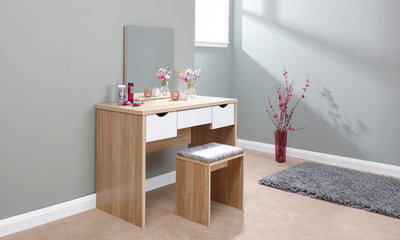 Elizabeth Dressing Table Set  Oak + White