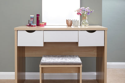 Elizabeth Dressing Table Set  Oak + White