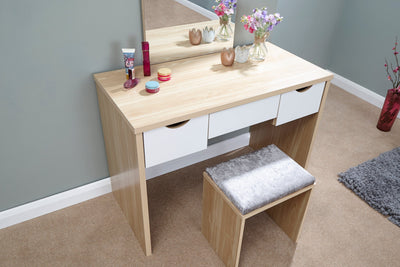 Elizabeth Dressing Table Set  Oak + White