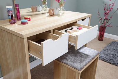 Elizabeth Dressing Table Set  Oak + White