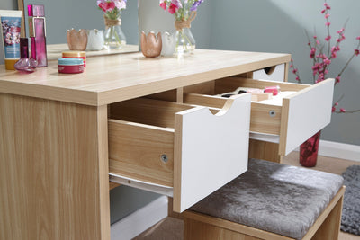 Elizabeth Dressing Table Set  Oak + White