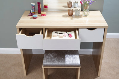 Elizabeth Dressing Table Set  Oak + White