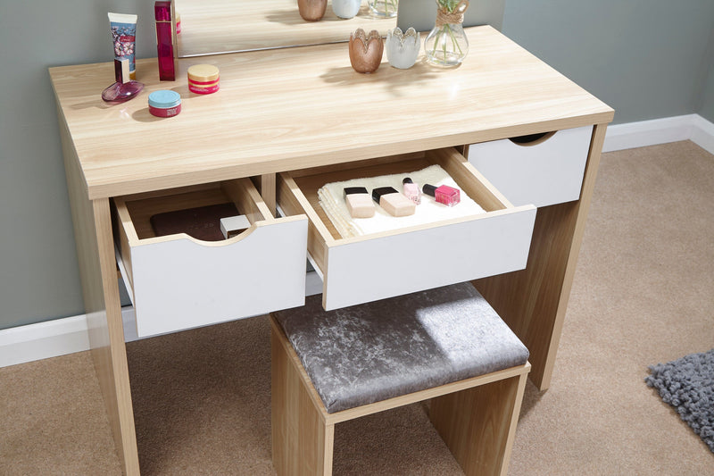 Elizabeth Dressing Table Set  Oak + White